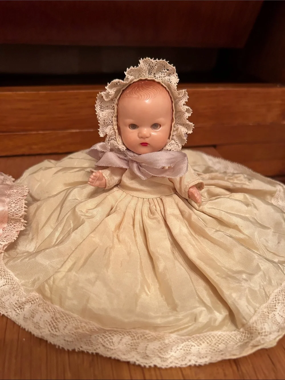 Pair of Vintage Baby Dolls with blinking eyes - Pink and Pale Yellow dresses